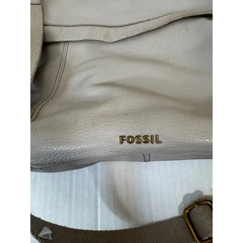 Fossil Grey Pebbled Leather Hobo Handbag Womens Purse Bag Fall Damaged